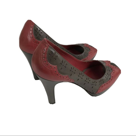 Vince Camuto Womens Brown & Red Heels Peep Toe 8B - Picture 6 of 9